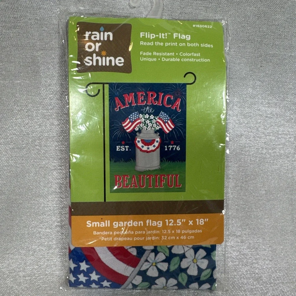 Rain Or Shine Flip-It! Flag America The Beautiful Est 1776 Garden Flag 12.5